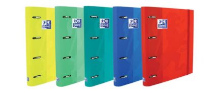 Oxford Europeanbinder Touch Raccoglitore a 4 anelli formato A4+ con ricambio a quadretti 5x5 mm e 4 fori - Copertina morbida al tatto - Chiusura con elastico - Colori assortiti