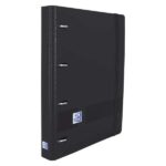 Oxford Europeanbinder Live & Go Raccoglitore a 4 anelli formato A4+ con ricambio a quadretti 5x5 mm e 4 fori - Copertina in plastica resistente - Chiusura con elastico - Colore nero
