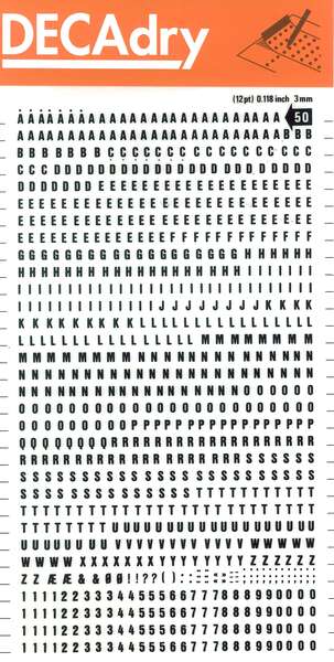 Apli Lettere e numeri trasferibili - 3 mm - 888 caratteri - Neri