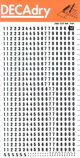 Apli Numeri trasferibili - 4 mm - Facili da applicare - Nero intenso - 528 caratteri - Nero