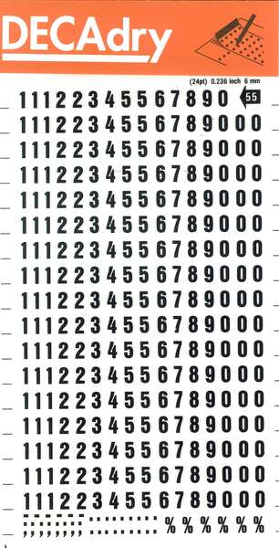 Apli Numeri trasferibili - Dimensione 6 mm - 316 caratteri - Facile applicazione e durata - Nero