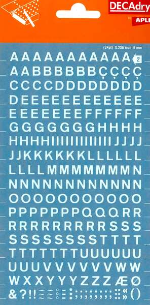 Apli Lettere trasferibili bianche 6 mm - 258 caratteri - Facile applicazione - Ottima adesione - Versatile Bianco