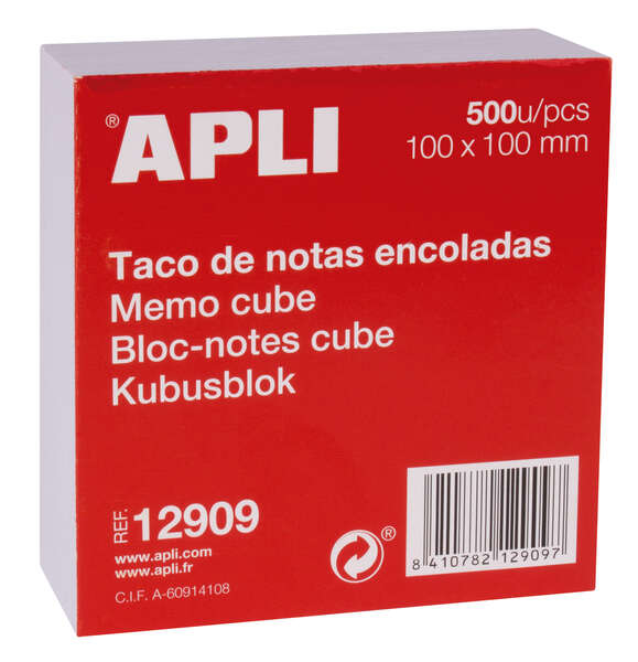 Blocco note Apli 100x100 - 500 fogli - Adesivo - Bianco Blocco note Apli 100x100 - 500 fogli - Adesivo - Bianco