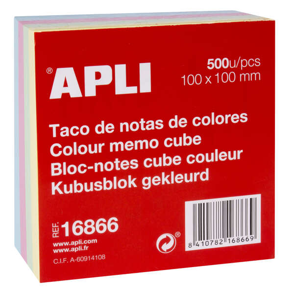 Blocco da 500 foglietti 100x100 mm - Ideale per appunti e promemoria - Formato pratico - Colori pastello