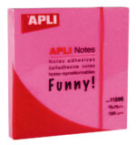 Apli Funny Bloc da 100 foglietti adesivi 75x75 mm - Adesivo di qualità - Facile da staccare - Colore rosa fluorescente
