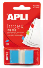 Apli Indici adesivi in pellicola Zigzag 45x25 mm Dispenser da 50 - Facili da applicare - Design a zigzag - Adesivo di qualità - Blu