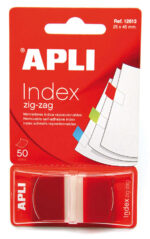 Apli Indici adesivi in pellicola Zigzag 45x25mm Dispenser da 50 - Facili da applicare - Design a zigzag - Rossi