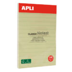 Apli Foglietti adesivi Classic a righe 100x150 mm - Blocco da 100 fogli - Adesivo di alta qualità - Facili da staccare - Giallo