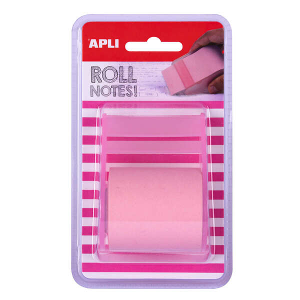 Apli Rotolo Dispenser di Note Adesive 50 mm x 8 m - Facile da usare - Adesivo di qualità - Design ergonomico - Rosa pastello