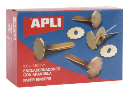 Apli Fermagli metallici con rondella - 50 mm - Includono rondella per abbellire ed evitare graffi - Confezione da 100 pezzi