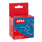 Apli Anelli metallici snodati 38 mm - Finitura nichelata resistente - Ideali per rilegatura e scrapbooking - Confezione da 20 anelli