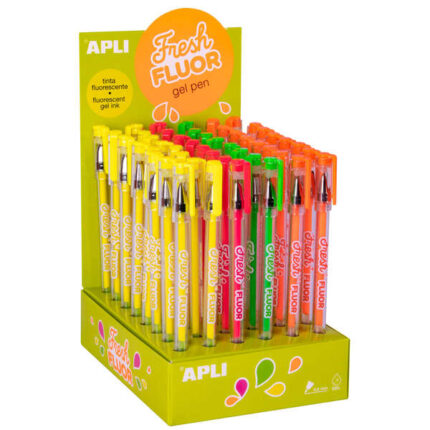 Apli Gel Pen Fresh Fluor - 48 penne a inchiostro gel fluorescente - Asciugatura rapida e lunga durata - Spessore di scrittura 1 mm