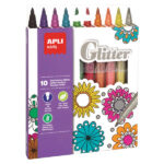Apli Kids Pennarelli Glitter - Ø 12x137 mm - Corpo cilindrico e punta arrotondata bloccata da Ø 3