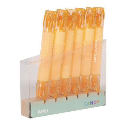 Apli Caramello Confezione da 6 evidenziatori a doppia punta 5 mm piatta e 2 mm rotonda - Ideali per agende