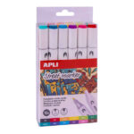 Apli Street Marker Pennarelli a doppia punta - Punta rotonda da 1 mm e smussata da 6 mm - Inchiostro a base alcolica - 12 colori assortiti