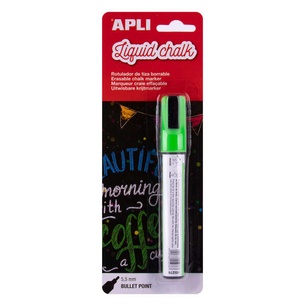 Apli Pennarello a gesso liquido verde - Punta rotonda da 5