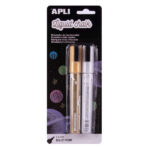 Apli Confezione con 2 pennarelli a gesso liquido - Punta tonda da 5