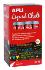 Pennarello a gesso liquido blu Apli - Punta tonda - Ideale per lavagne