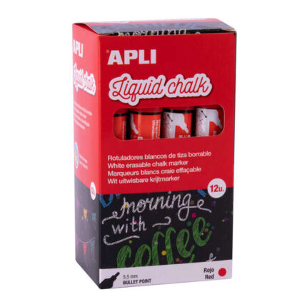 Apli Pennarello a gesso liquido rosso - Punta rotonda - Ideale per lavagne