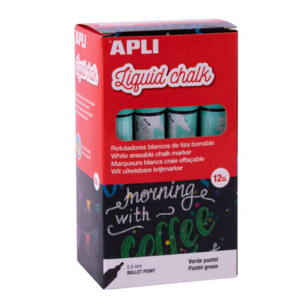 Apli Confezione da 12 pennarelli a gesso liquido - Punta rotonda - Ideali per lavagne