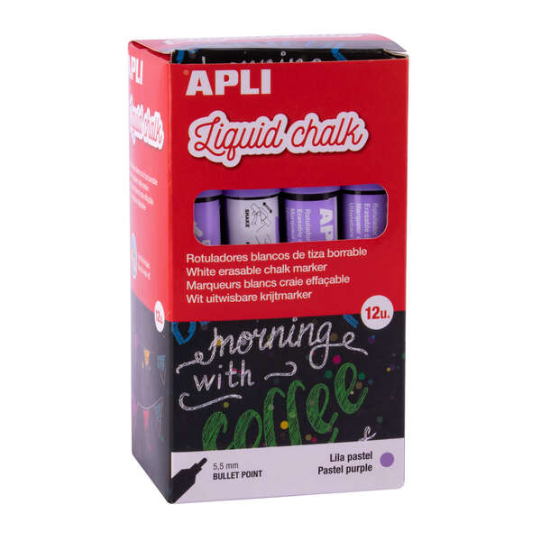 Apli Confezione da 12 pennarelli a gesso liquido - Punta rotonda - Ideali per lavagne Apli Confezione da 12 pennarelli a gesso liquido - Punta rotonda - Ideali per lavagne