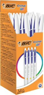 Bic Cristal Up Penna a sfera - Punta da 1,2 mm - Inchiostro a base di olio - Corpo bianco - Colore blu - immagine 4