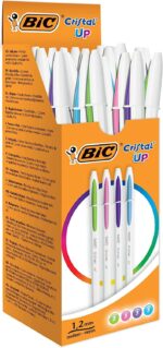 Bic Cristal Up Confezione da 20 penne a sfera - Punta da 1,2 mm - Inchiostro a base di olio - Corpo bianco - Colori assortiti - immagine 3