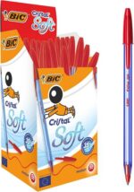 Bic Cristal Soft Penne a sfera - Punta media da 1,2 mm - Tratto 0,45 mm - Scrittura più fluida - Colore rosso - immagine 4