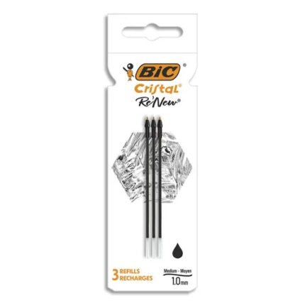 Bic Confezione da 3 ricambi per penna a sfera Cristal Re´new - Punta media da 1