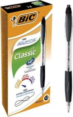 Bic Atlantis Classic Penna a sfera retrattile - Punta da 1 mm - Corpo trasparente con impugnatura - Colore nero - immagine 3