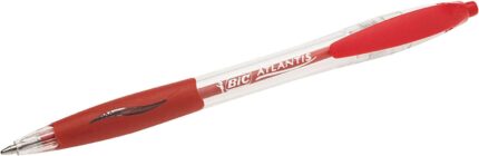 Bic Atlantis Classic Penna a sfera retrattile - Punta da 1 mm - Corpo trasparente con impugnatura - Colore rosso
