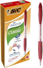 Bic Atlantis Classic Penna a sfera retrattile - Punta da 1 mm - Corpo trasparente con impugnatura - Colore rosso - immagine 3