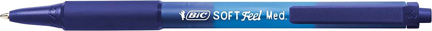Bic Soft Feel Penna a sfera a scatto - Punta media da 1 mm - Corpo traslucido con impugnatura - Colore blu