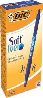 Bic Soft Feel Penna a sfera a scatto - Punta media da 1 mm - Corpo traslucido con impugnatura - Colore blu - immagine 4