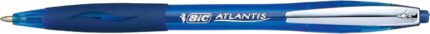Bic Atlantis Soft Penna a sfera retrattile con clip metallica - Punta da 1 mm - Corpo trasparente con impugnatura - Colore blu