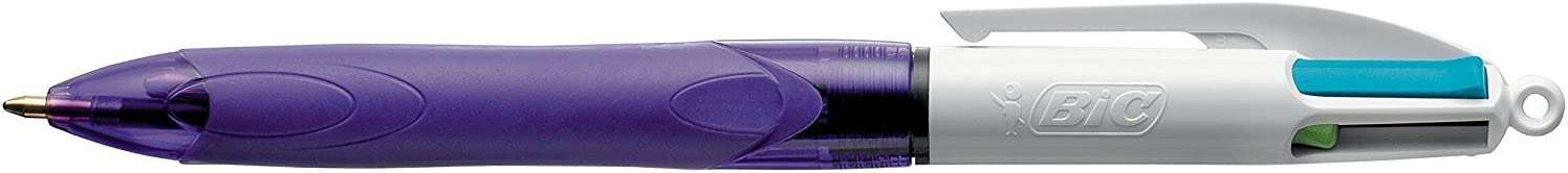 Bic 4 Colours Grip Fashion Penna a sfera retrattile con impugnatura - Punta media da 1 mm - Tratto da 0