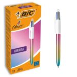 Bic 4 Colours Gradient Penna a sfera retrattile - Punta media da 1,0 mm - Inchiostro a base di olio - Corpo bianco/sfumato tricolore - 4 colori - immagine 4