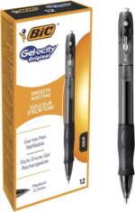 Bic Gel-ocity Original Penna a inchiostro gel retrattile - Punta media da 0,7 mm - Ricaricabile - Impugnatura in gomma - Clip in plastica - Colore nero - immagine 4