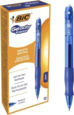 Bic Gel-ocity Original Penna a gel retrattile - Punta media da 0,7 mm - Ricaricabile - Impugnatura in gomma - Clip in plastica - Colore blu - immagine 5