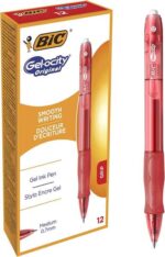 Bic Gel-ocity Original Penna a gel retrattile - Punta media da 0,7 mm - Ricaricabile - Impugnatura in gomma - Clip in plastica - Colore rosso - immagine 4