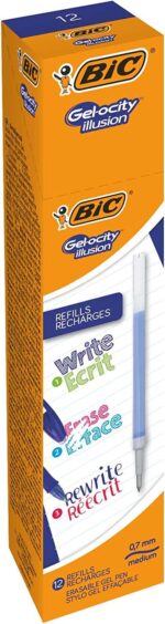 Bic Gel-ocity Illusion Ricarica di inchiostro gel cancellabile - Punta media da 0,7 mm - Colore blu - immagine 5