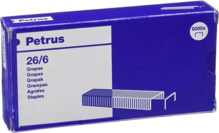 Petrus Scatola da 5000 graffette 26/6 zincate - Fino a 30 fogli - Gancio da 6 mm