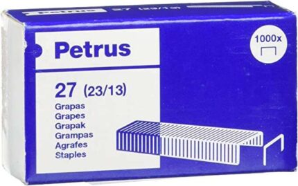 Petrus Scatola da 1000 graffette 23/13 ramate - Fino a 100 fogli - Gancio da 13 mm