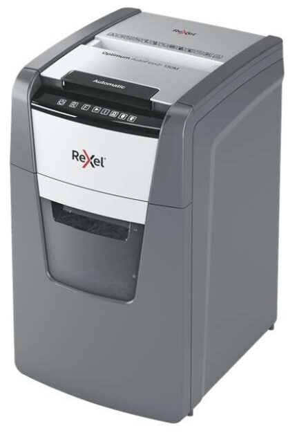 Rexel Optimum AutoFeed 130M Distruggidocumenti automatico a microtaglio - Cestino da 44 L - Alimentazione automatica fino a 130 fogli - Tecnologia anti-inceppamento