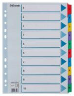Esselte Indice in cartoncino con linguette rinforzate - A4 - Numerate da 1 a 10 - Multicolore