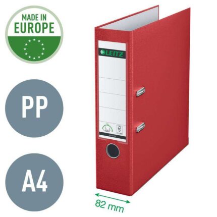 Rado e portaetichette sul dorso - Cartone rivestito in plastica - Angolari metallici - Colore rosso