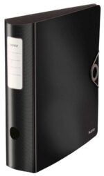 Leitz Active Solid Raccoglitore a leva per formato A4 - Dorso largo arrotondato da 75 mm - Meccanismo a 180° - Chiusura con elastico - Colore nero