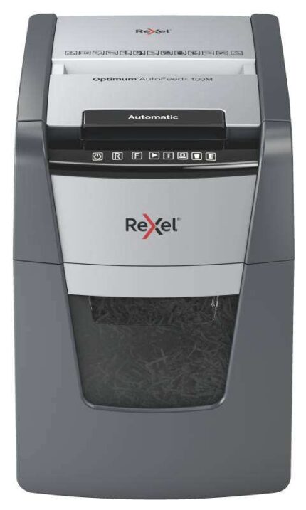 Rexel Optimum Autofeed 100M Distruggidocumenti automatico a microtaglio P-5 - Alimentazione automatica 100 fogli