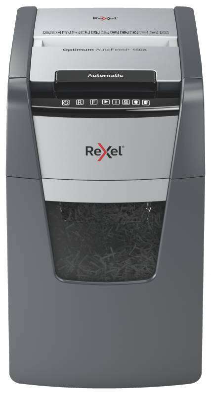 Rexel Optimum Autofeed 150X Distruggidocumenti automatico a taglio in particelle P-4 - Alimentazione automatica da 150 fogli