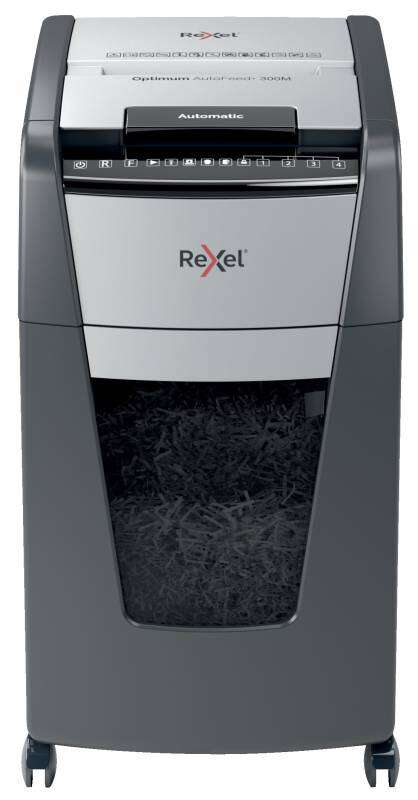 Rexel Optimum Autofeed 300M Distruggidocumenti automatico a microtaglio - Alimentazione automatica fino a 300 fogli - Microtaglio P-5 - Nero